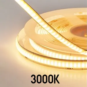 5 Meter 12V LED COB Strip 3000K IP20 (Power Supply Not Included)
