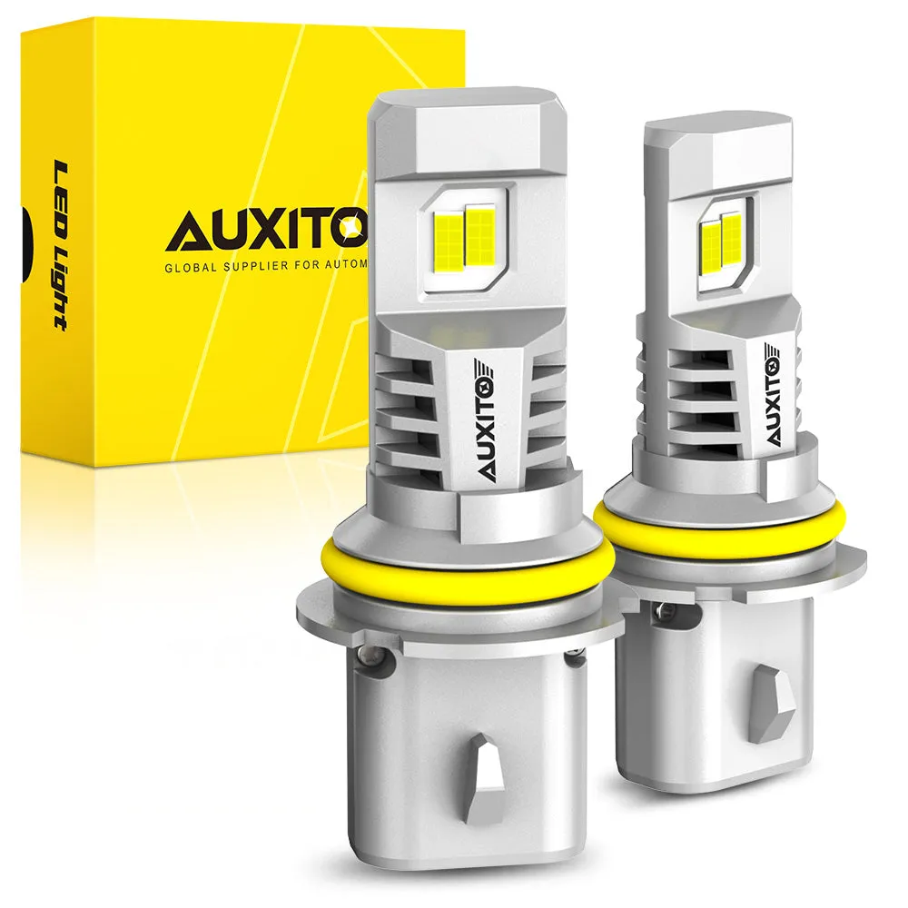 AUXITO 9007 Led Headlight Bulbs, 30000LM 800% Brighter 6500K Cool White, 9007 Headlamp Bulb, Wireless 1:1 Mini Size for HB5 LED Bulb, Pack of 2