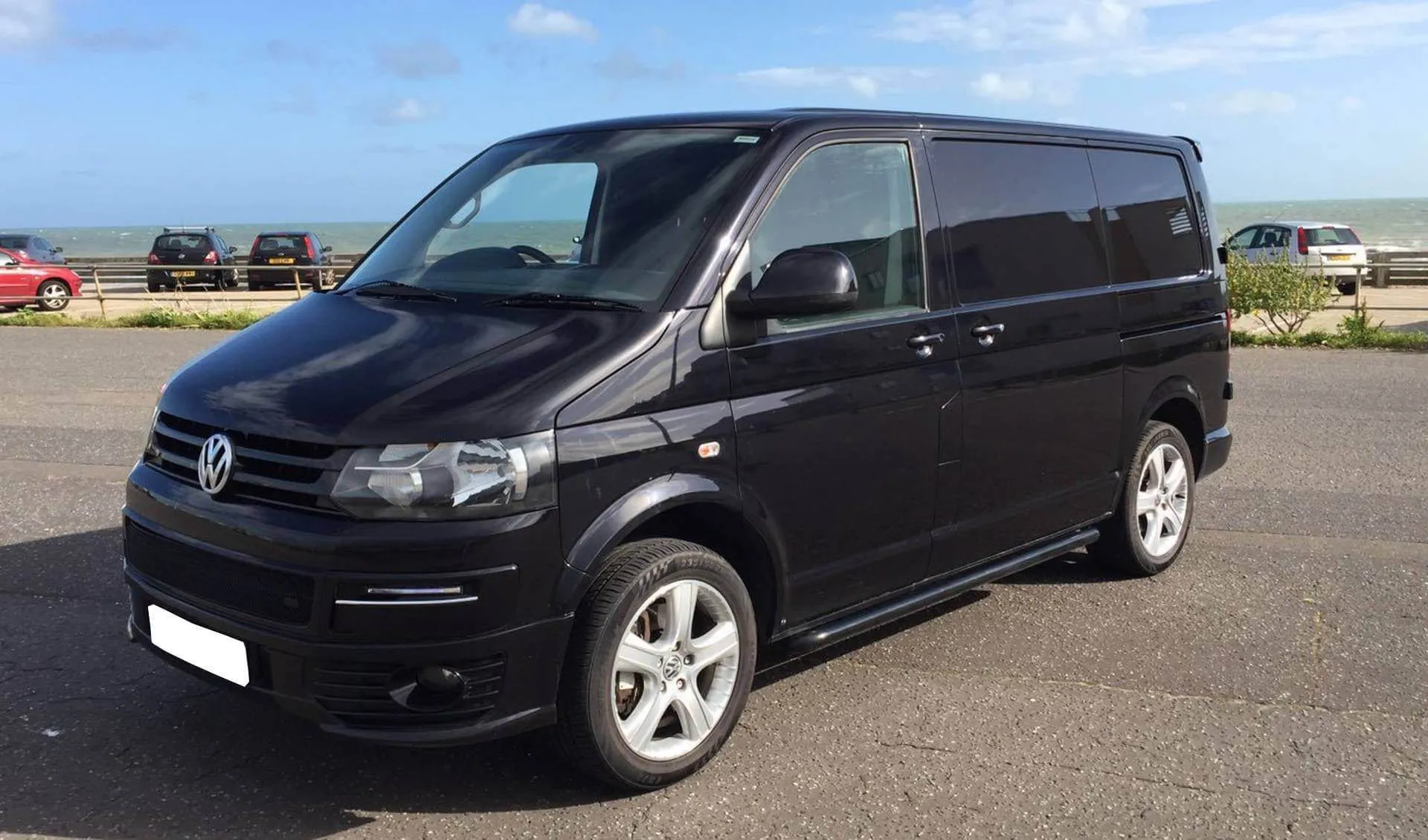 Black Powder Coated OE Style SUS201 S/Steel Side Bars for VW Transporter T6 SWB