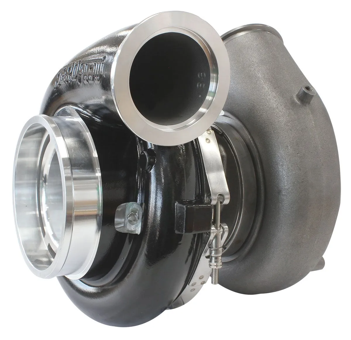 BOOSTED 102102 V-Band 1.22 Turbocharger 2500HP, Hi Temp Black Finish AF8006-6022