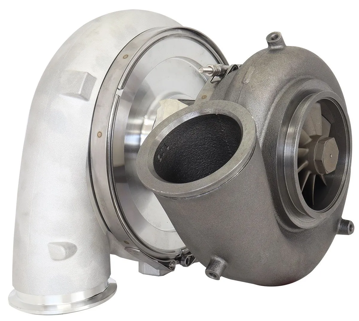 BOOSTED 102102 V-Band 1.22 Turbocharger 2500HP, Natural Cast Finish AF8006-6022