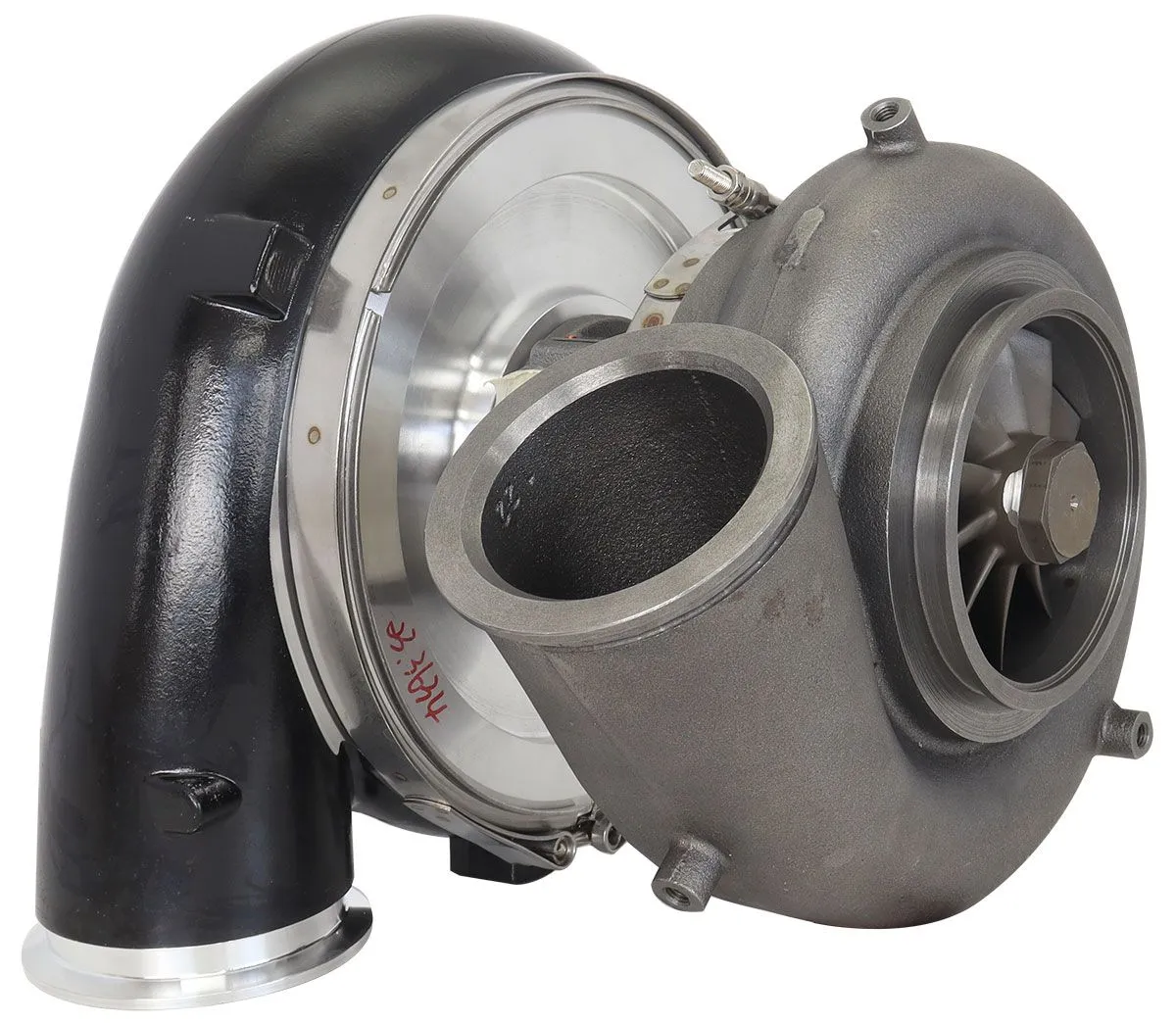 BOOSTED 106102 V-Band 1.22 Turbocharger 2500HP, Hi Temp Black Finish AF8006-6023