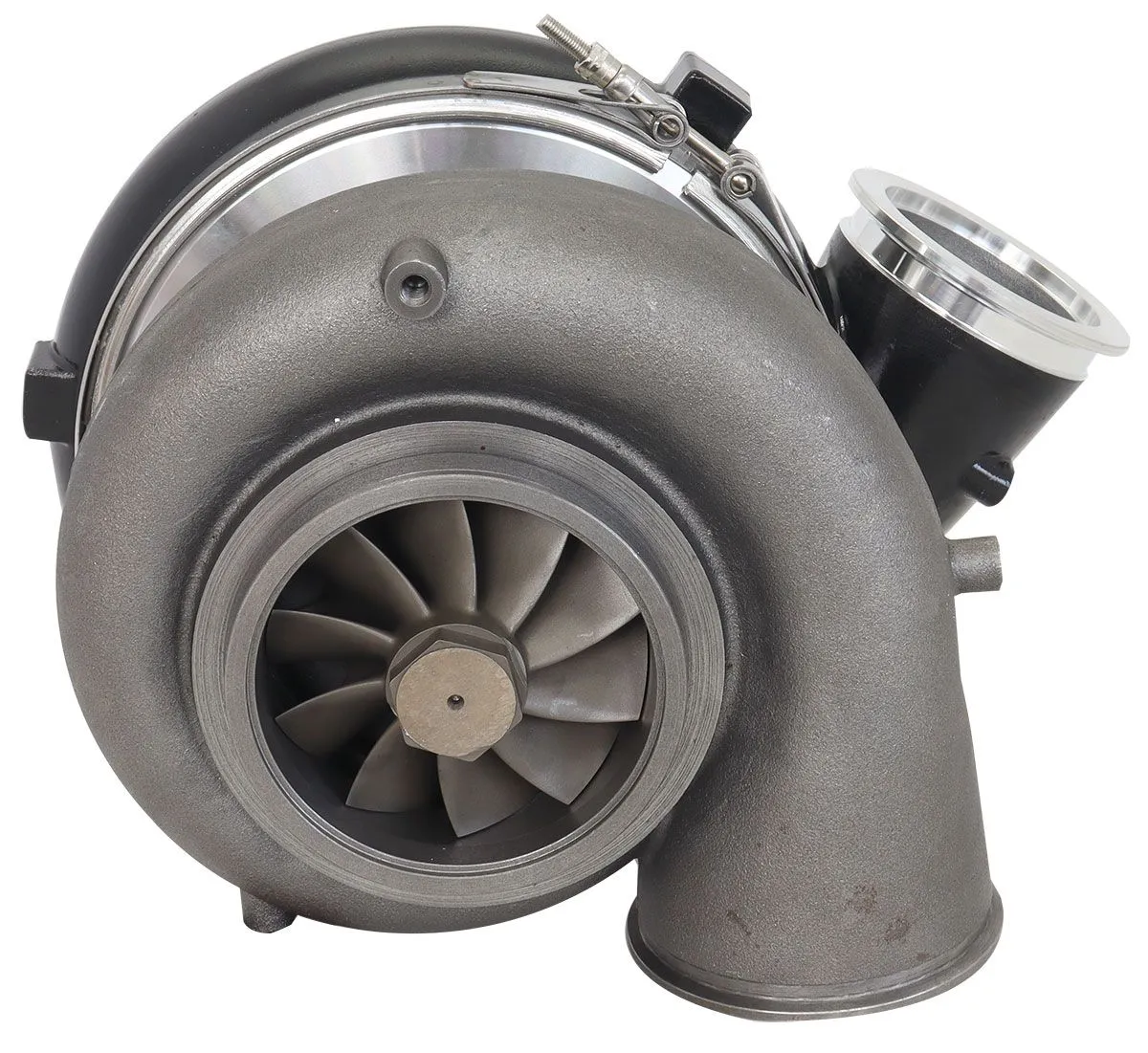 BOOSTED 106102 V-Band 1.22 Turbocharger 2500HP, Hi Temp Black Finish AF8006-6023