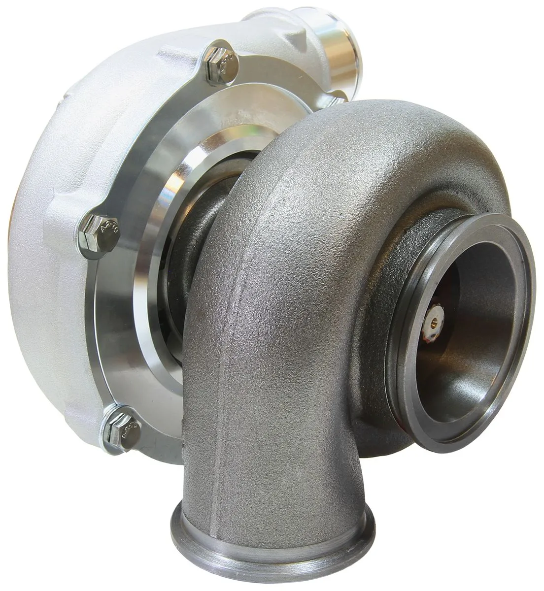BOOSTED 5455 .83 Reverse Rotation Turbocharger 650HP, Natural Cast Finish AF8005