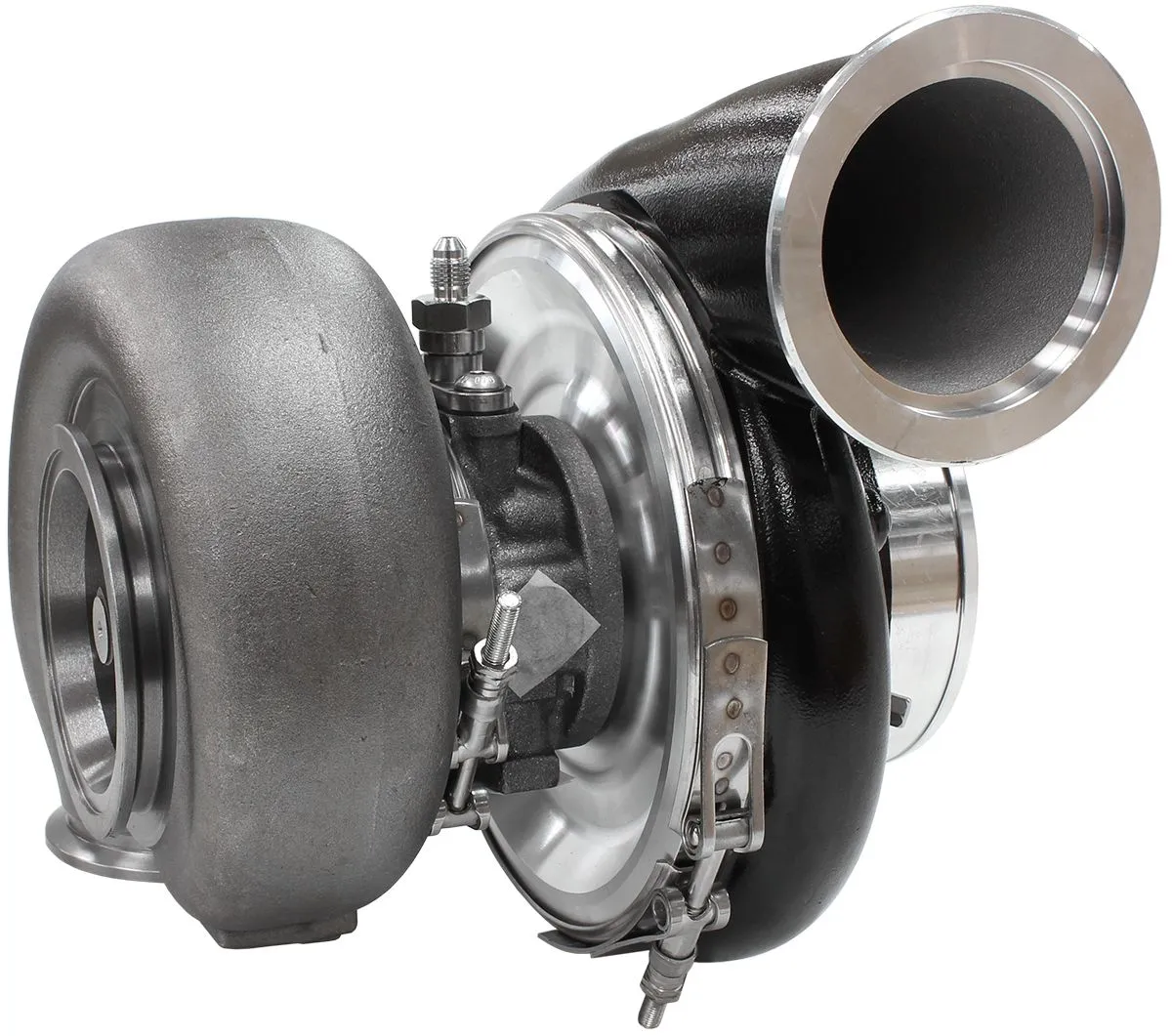 BOOSTED 7975 1.01 Reverse Rotation Turbocharger 1450HP, Hi Temp Black Finish AF8