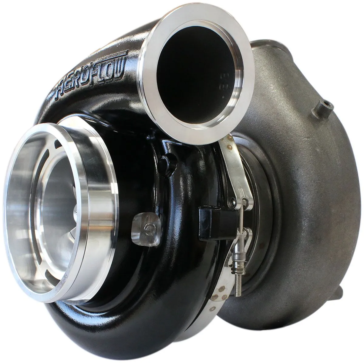 BOOSTED 98102 V-Band 1.22 Turbocharger 2500HP, Hi Temp Black Finish AF8006-6021B