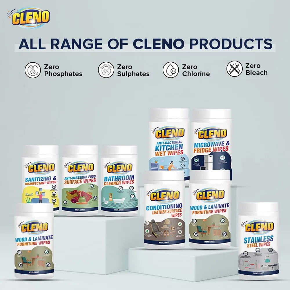 Cleno Stainless Steel Wet Wipes Quickly Cleans/Shines & Protects Cookers/Stove/Refrigerator Dishwashers & Grills Stainless-Steel Surfaces - 50 Wipes (Pack of 3) (Ready to Use)