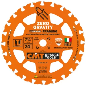 CMT Orange Tool 250.324.07 FRAMING ZERO GRAVITY 7-1/4”x0.070”/0.048”x5/8”
