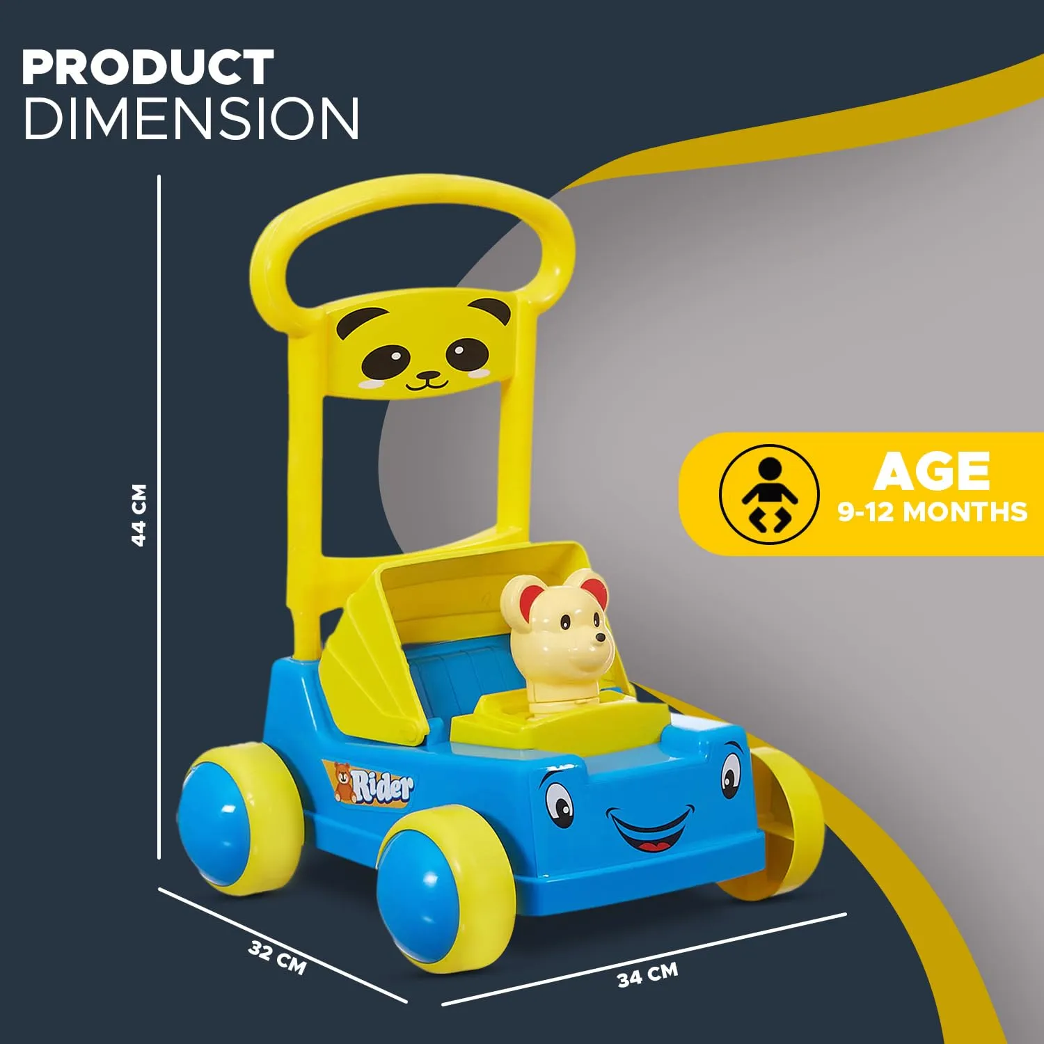 Dash First Step Baby Sit-to-Stand Activity Walker, Baby Push Walker (Blue,9 Months - 18 Months)