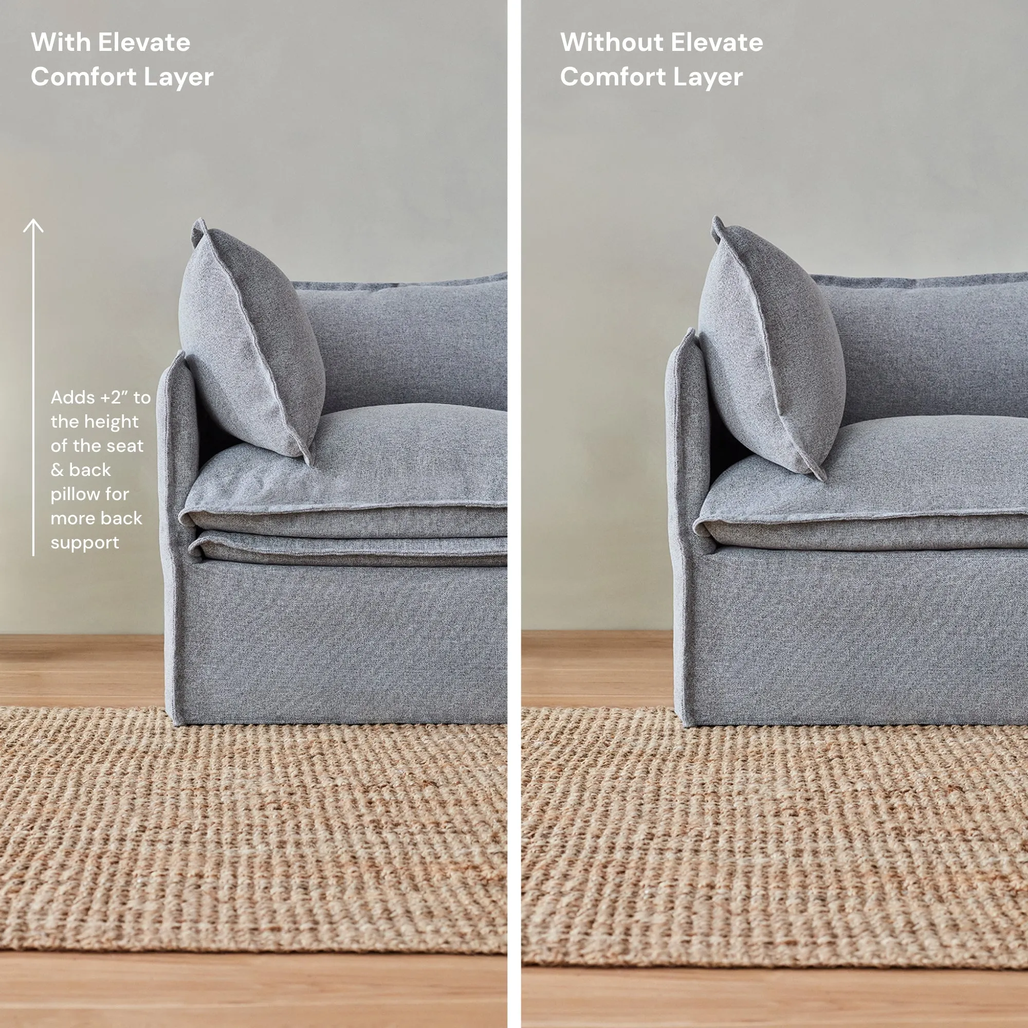 Elevate Comfort Layer for 4-Seater   Bench Ottoman in Mist