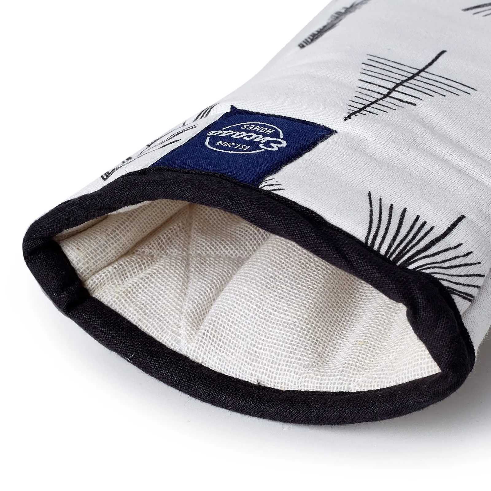 Encasa Homes Extra Long 35 cm Microwave Oven Gloves Mitts (2 pcs) for Kitchen Cooking - Black Arrow - Heat Resistant, Thick & Safe, Protection of Hands from Hot Utensils, Gas Flame, Grill, Barbecue