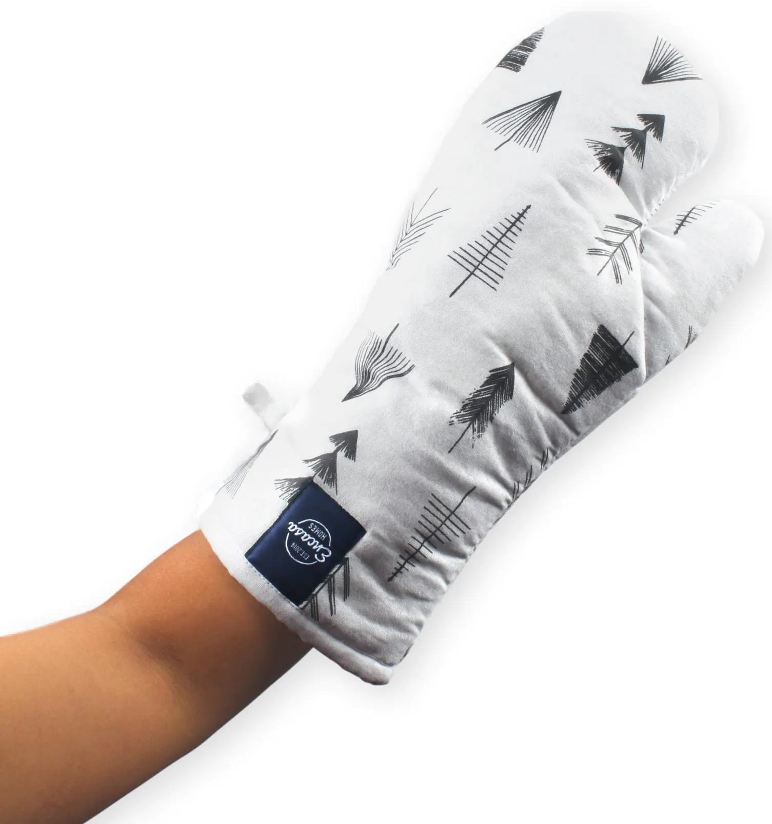Encasa Homes Extra Long 35 cm Microwave Oven Gloves Mitts (2 pcs) for Kitchen Cooking - Black Arrow - Heat Resistant, Thick & Safe, Protection of Hands from Hot Utensils, Gas Flame, Grill, Barbecue