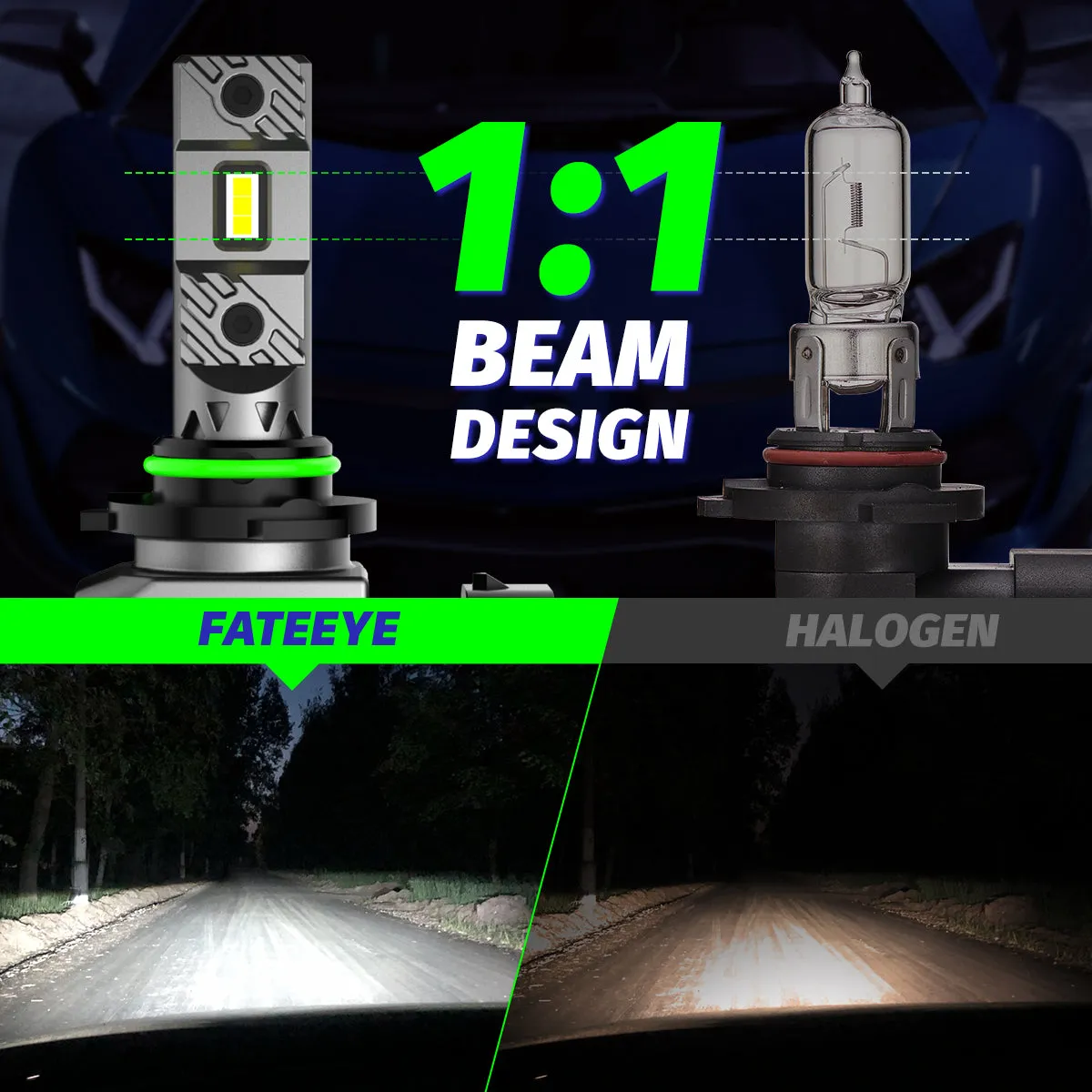 FATEEYE A700-F3-9005 LED HEADLIGHT BULBS SUPER BRIGHT 100W 20000LUMENS 6500K DRIVING BEAM