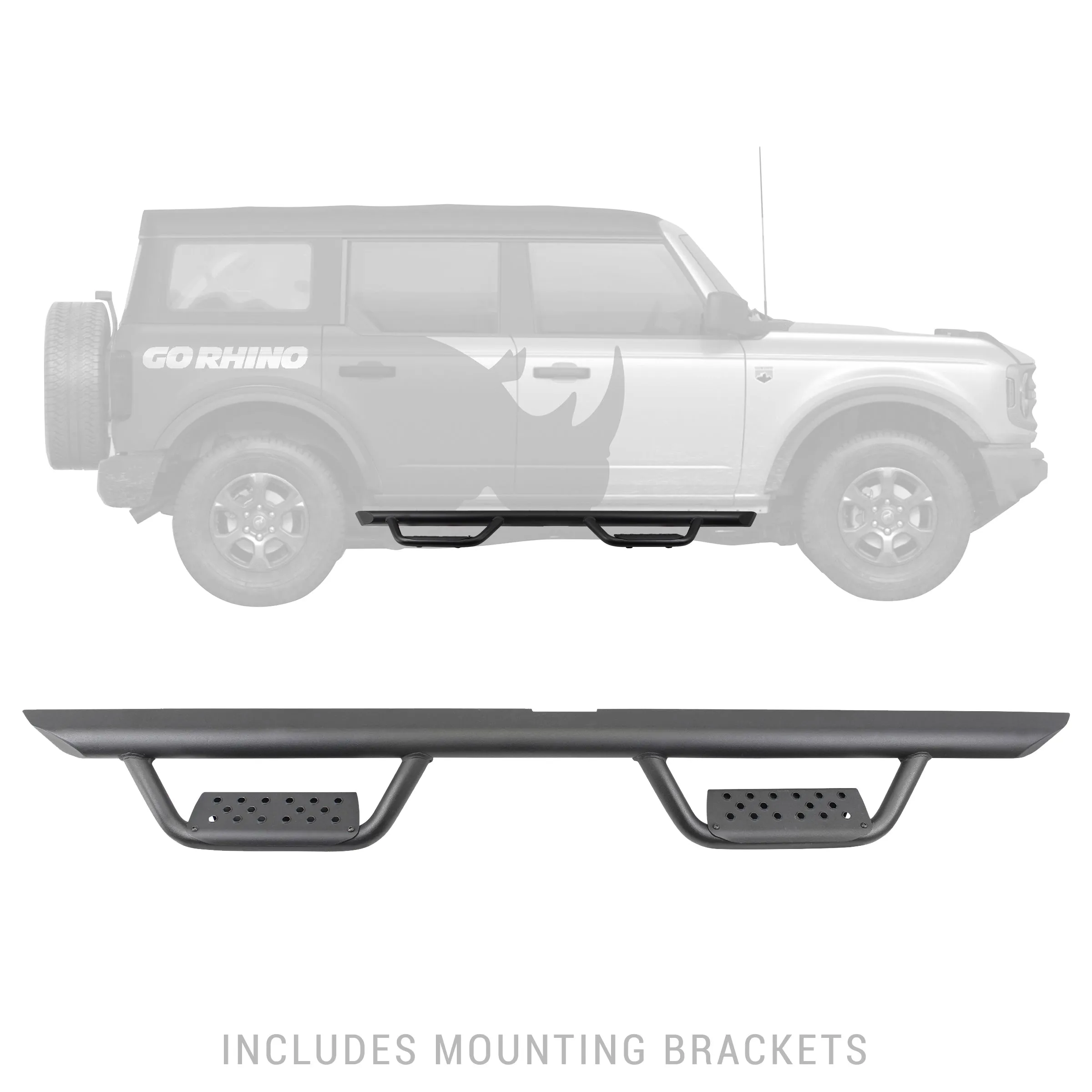 Go Rhino Dominator D2 Side Steps Ford Bronco 4 Doors (2021) [Extreme - w/ Welded Drop Down Hoop Steps] Extreme D2