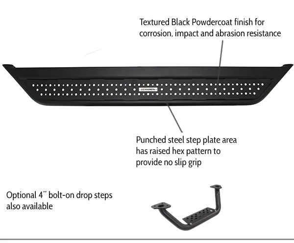 GoRhino Dominator D6 Side Steps (Textured Black) - 2019  Ranger (CrewCab)