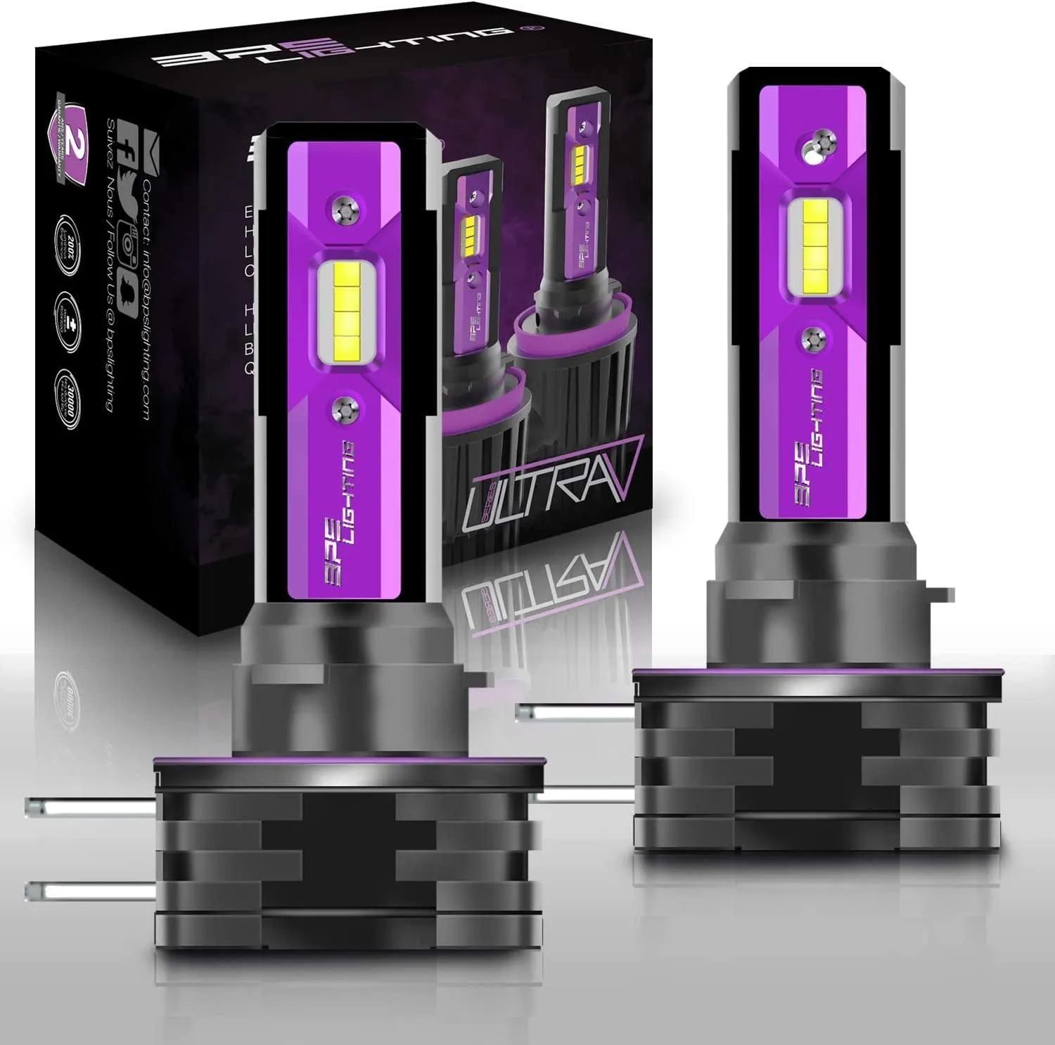 H11B UltraV Series LED Headlight Bulbs 10000 Lumens