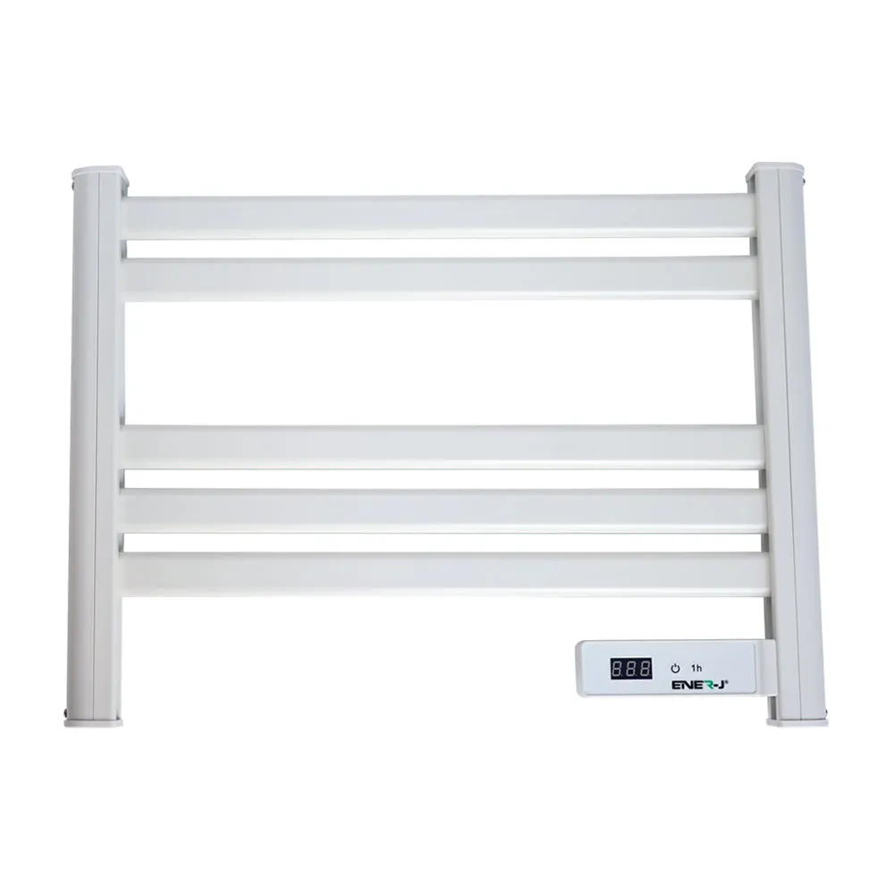 Infrared Heated Towel Rail, Bathroom Wall Mounted 5 Bar Towel Rail Radiator, IP24 Electric Heating Towel Warmer Rack with Timer & LED Display (White)