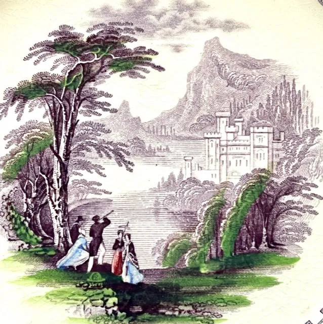 Lavender Purple Antique Stone China English Transferware Plate Jenny Lind