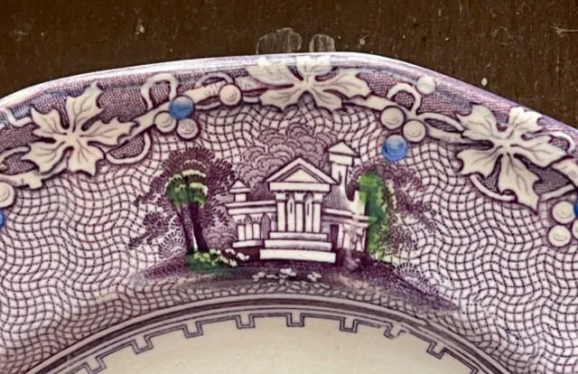 Lavender Purple Antique Stone China English Transferware Plate Jenny Lind