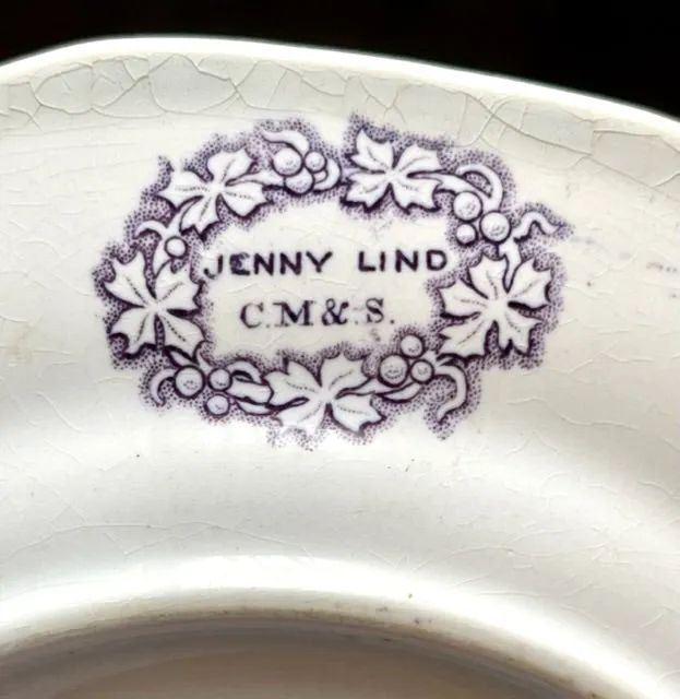 Lavender Purple Antique Stone China English Transferware Plate Jenny Lind