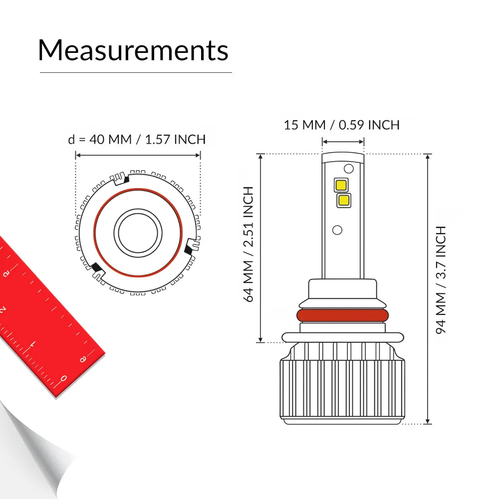 LED 9007 (HB5) Conversion Kit with ETI LED Chips