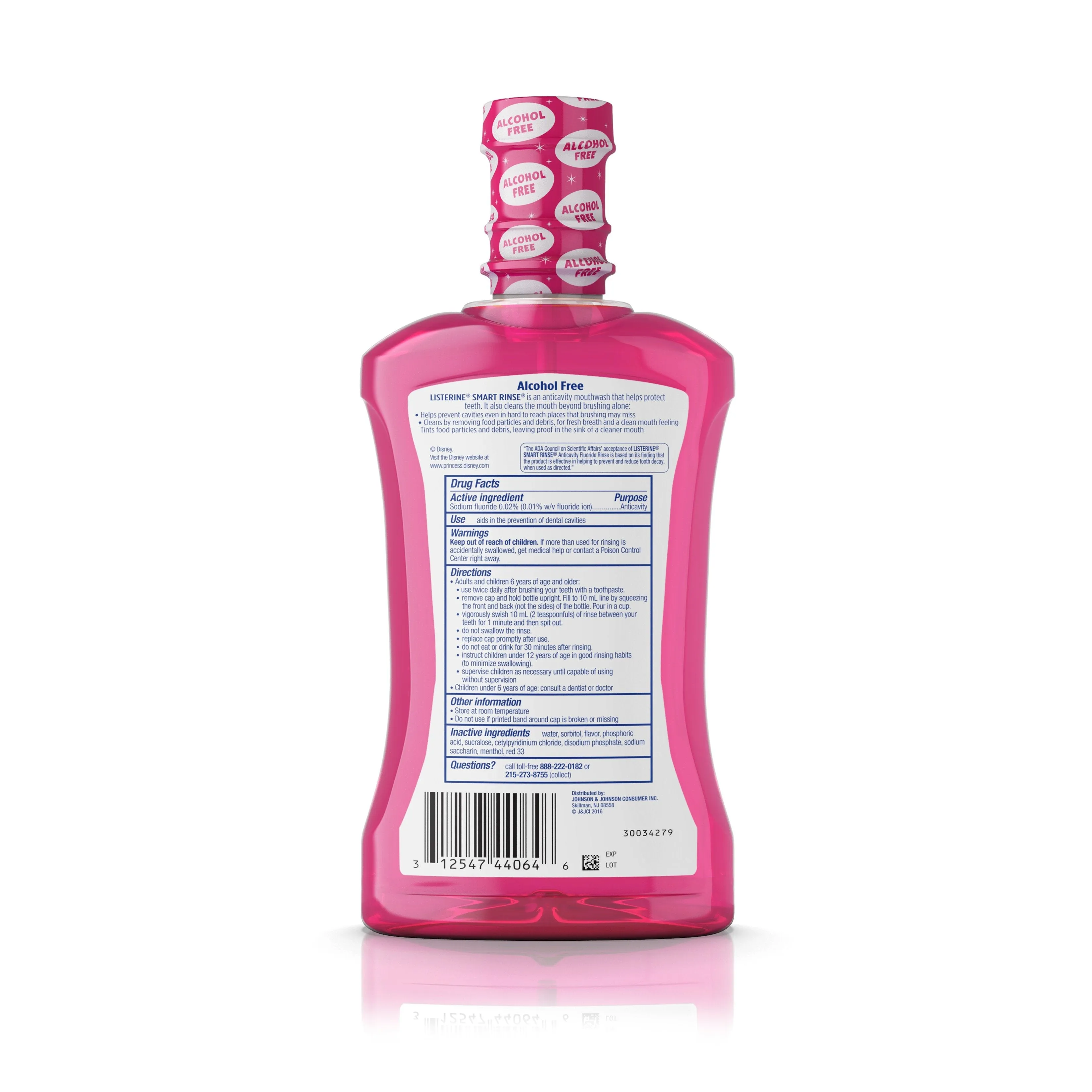 Listerine Smart Rinse , Disney Princesses, Fab Bubble Gum , 500 Ml