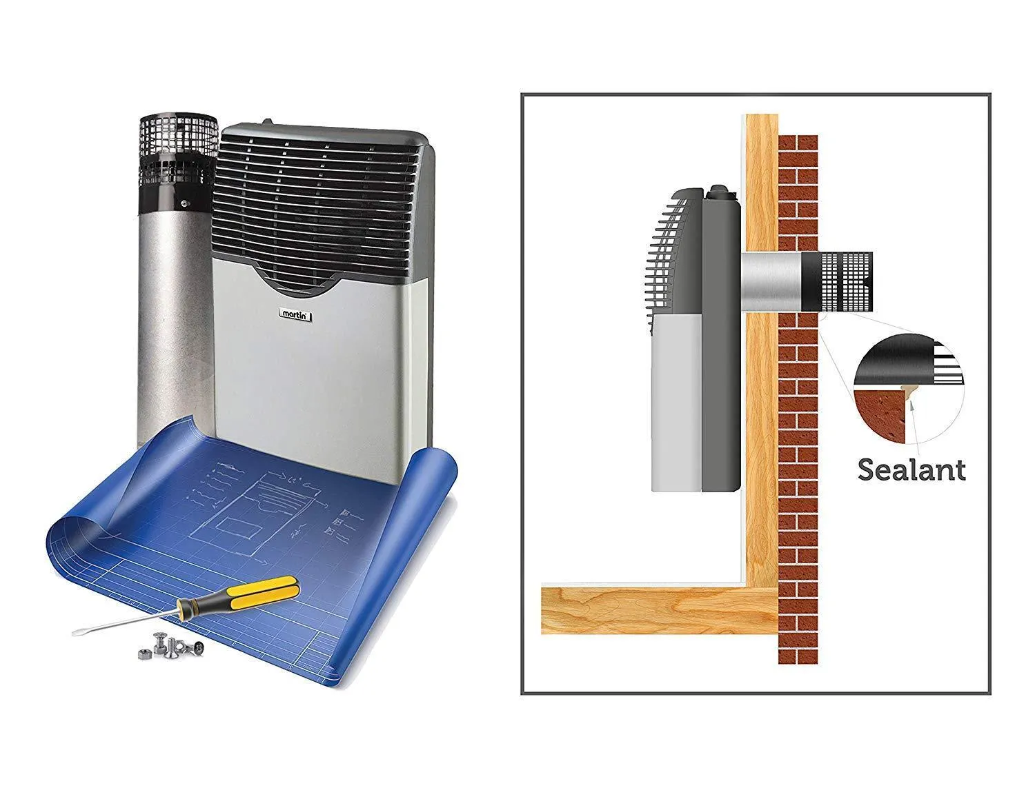 Martin MDV20VP 20000 BTU Direct Vent Thermostatic Built-In Propane Wall Heater Furnace Open Box
