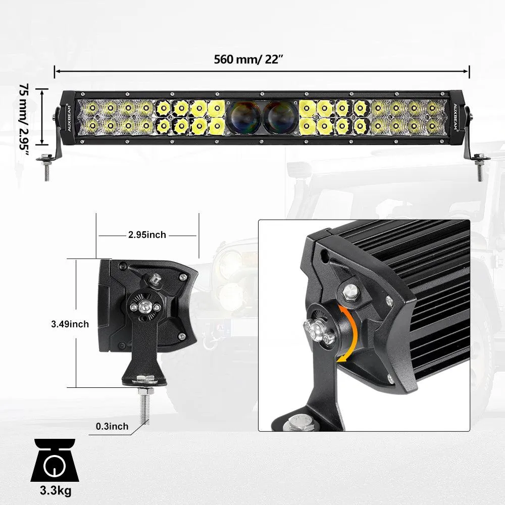 NEW VERSION 22 Inch 5D-PRO Series Combo Dual Row LED Light Bar with DT Wiring Harness Kit for Chevy Colorado