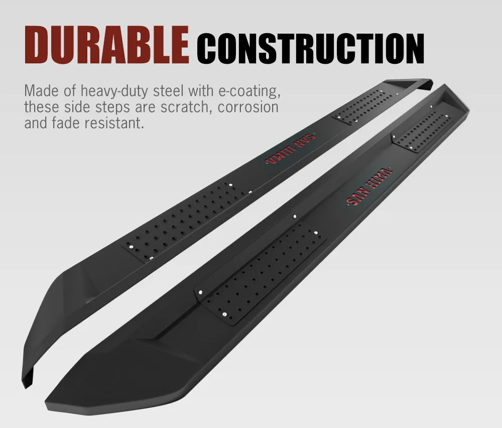 San Hima Pair Steel Side Steps Running Boards for Ford Ranger Dual Cab 2012-2021