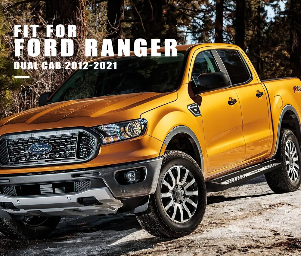 San Hima Pair Steel Side Steps Running Boards for Ford Ranger Dual Cab 2012-2021