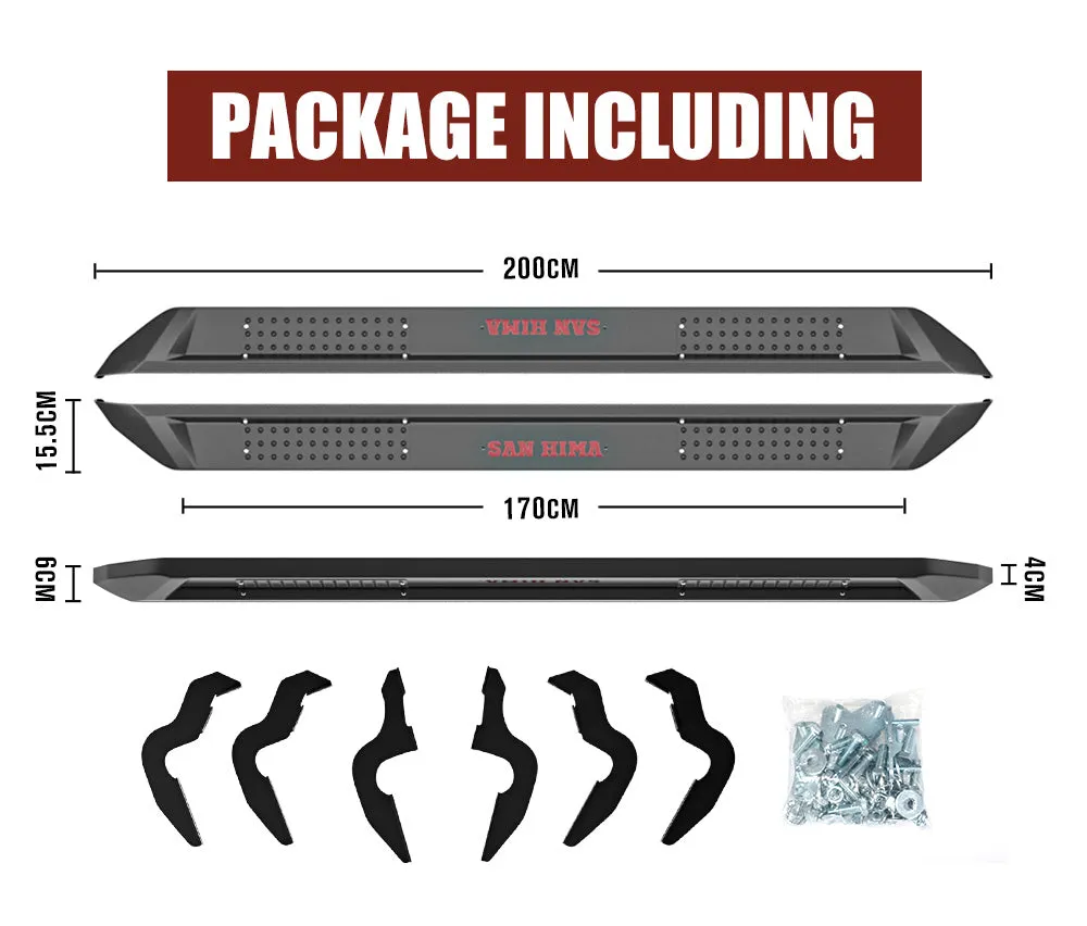 San Hima Pair Steel Side Steps Running Boards for Ford Ranger Dual Cab 2012-2021