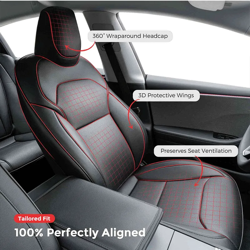 TAPTES® Black Seat Covers for 2024 Tesla Model 3 Highland, Seat Protectors for Tesla Model 3 Highland Full Set