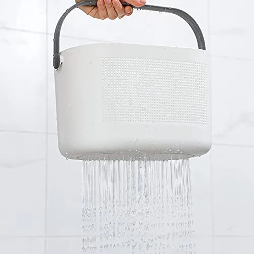 UUJOLY Plastic Storage Baskets with Handles, Shower Caddy Shelf Organizers Basket for Bathroom, Kitchen, Dorm Room, Grey