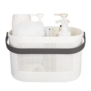 UUJOLY Plastic Storage Baskets with Handles, Shower Caddy Shelf Organizers Basket for Bathroom, Kitchen, Dorm Room, Grey