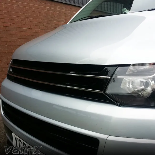 VW Volkswagen T5.1 Front Badgeless Grille (Piano Black) Painted and Ready to Fit
