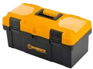 WORKSITE 22" Plastic Storage Toolbox with Organizer. Heavy Duty And Durable, Ideal for Car, Garages, Craftsmen, Tradesmen and Many More- WT8081